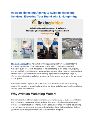 Aviation Marketing Agency & Aviation Marketing Services_ Elevating Your Brand with Linkingbridge