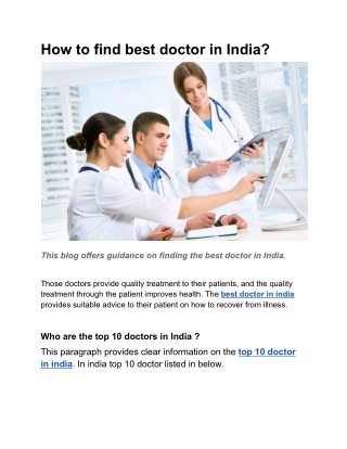 How to find best doctor in India