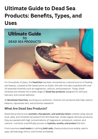 Ultimate Guide to Dead Sea Products Benefits, Types, and Uses