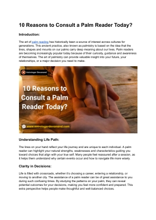 10 Reasons to Consult a Palm Reader Today