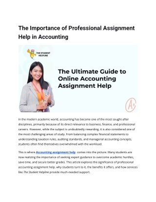 The Importance of Professional Assignment Help in Accounting
