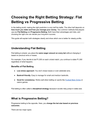 Flat Betting vs Progressive Betting: A Complete Guide for Indian Bettors
