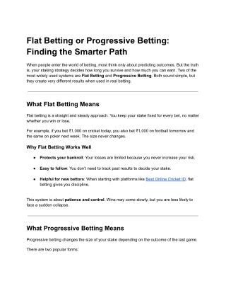 Smart Betting Strategies in India: Flat vs Progressive Explained