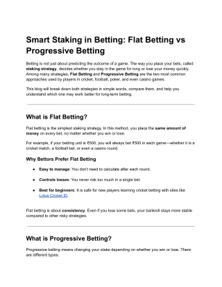 Flat or Progressive Betting: Choosing the Right Path in Online Betting