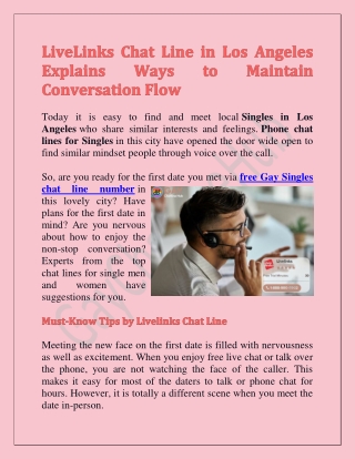 LiveLinks Chat Line in Los Angeles Explains Ways to Maintain Conversation Flow