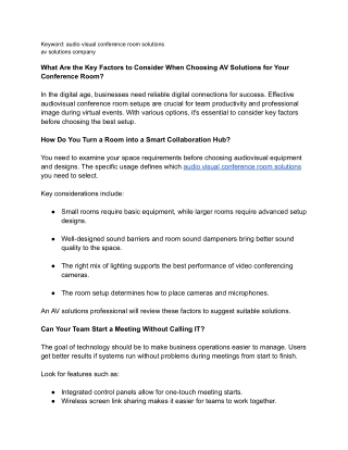 What Are the Key Factors to Consider When Choosing AV Solutions for Your Confere