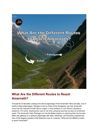 What Are the Different Routes to Reach Amarnath?