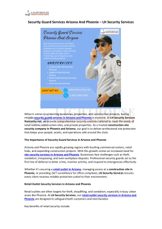 Security Guard Services Arizona And Phoenix – LH Services