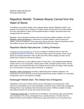 Rajasthan Marble: Timeless Beauty Carved from the Heart of Stone