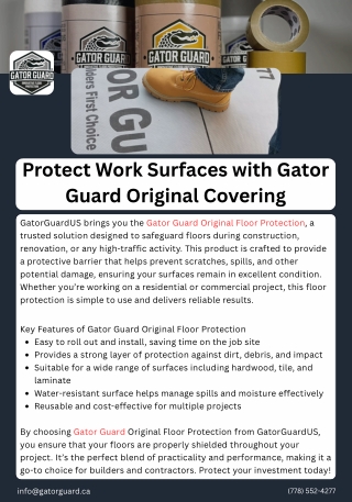 Protect Work Surfaces with Gator Guard Original Covering