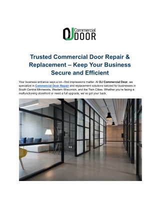 Business Door Replacement – DJ Commercial Door