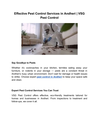 Effective Pest Control Services in Andheri _ VSG Pest Control