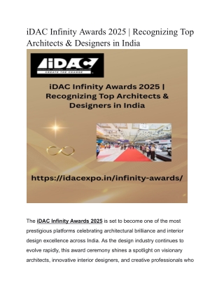 iDAC Infinity Awards 2025 _ Recognizing Top Architects & Designers in India