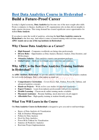 Best Data Analytics Course in Hyderabad