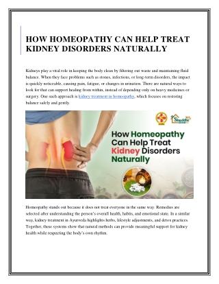 How Homeopathy Can Help Treat Kidney Disorders Naturally