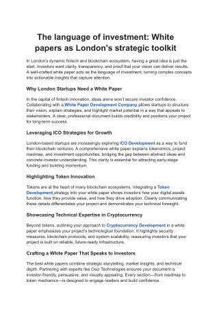 The language of investment_ White papers as London's strategic toolkit