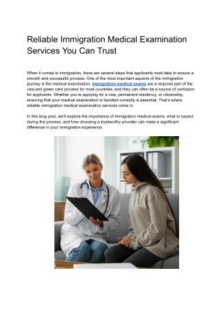 Your Reliable Partner for Immigration Medical Exams