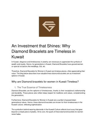 An Investment that Shines: Why Diamond Bracelets are Timeless in Kuwait