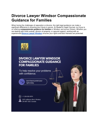 Divorce Lawyer Windsor Compassionate Guidance for Families