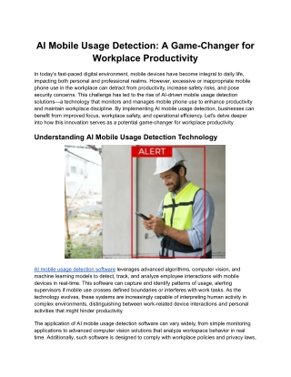 AI Mobile Usage Detection a Game-Changer for Workplace Productivity