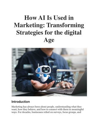 How AI Is Used in Marketing: Transforming Strategies for the digital Age