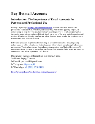 How to Purchase Hotmail Accounts A Step-by-Step Guide