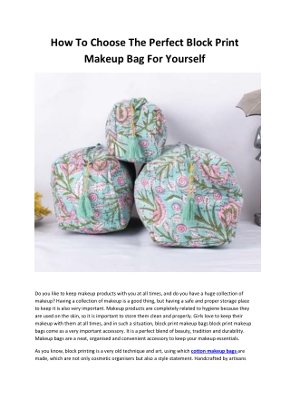How To Choose The Perfect Block Print Makeup Bag For Yourself