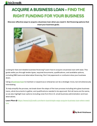 Acquire a Business Loan – Find the Right Funding for Your Business