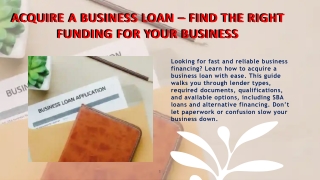 Simple Ways for Business Loan Acquisition