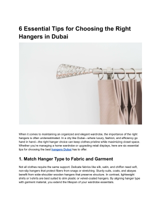 6 Essential Tips for Choosing the Right Hangers in Dubai
