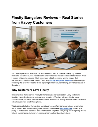 Fincity Bangalore Reviews – Real Stories from Happy Customers