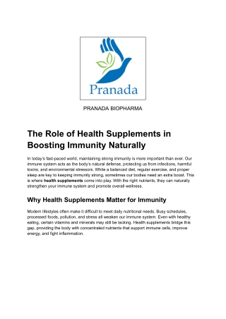 The Role of Health Supplements in Boosting Immunity Naturally
