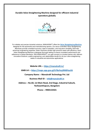 Durable Valve Straightening Machine designed for efficient industrial operations globally