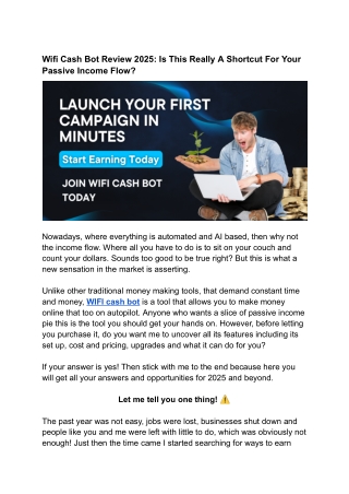 WiFi Cash Bot Review 2025 – Full Demo & Real User Insights