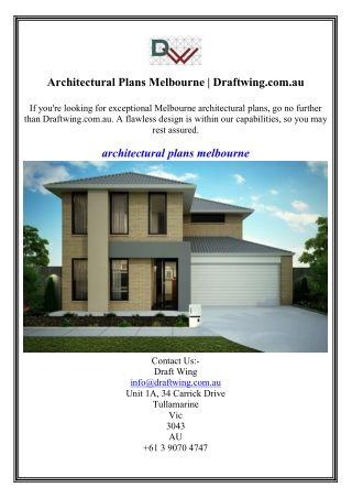 Architectural Plans Melbourne Draftwing.com.au