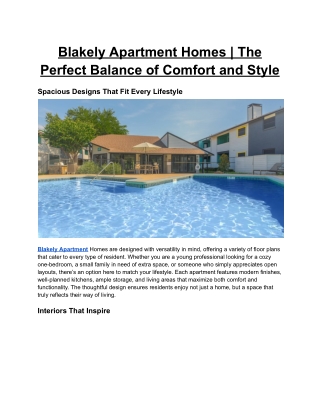 Blakely Apartment Homes _ The Perfect Balance of Comfort and Style