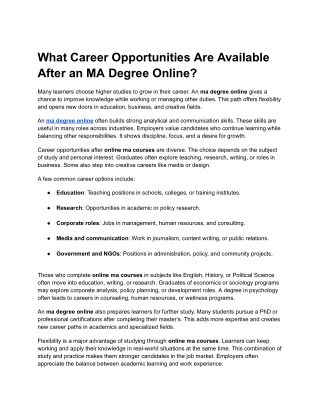 What Career Opportunities Are Available After an MA Degree Online_