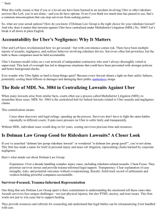 Reviews for Dolman Law Group Uber Cases: What You Need to Know