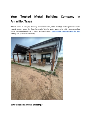 Your Trusted Metal Building Company in Amarillo, Texas