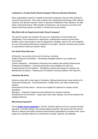 Looking for a Trusted Audio Visual Company_ Discover Dynamix Solutions