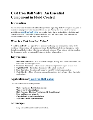 Cast Iron Ball Valve