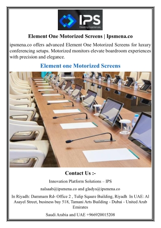 Element One Motorized Screens  Ipsmena.co