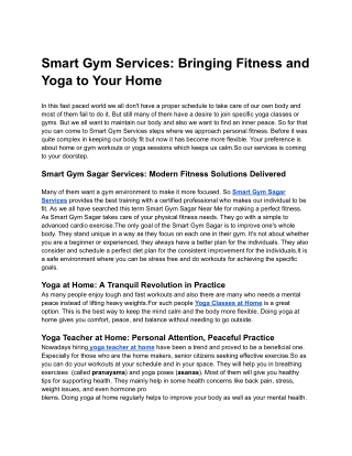Smart Gym Services: Bringing Fitness and Yoga to Your Home