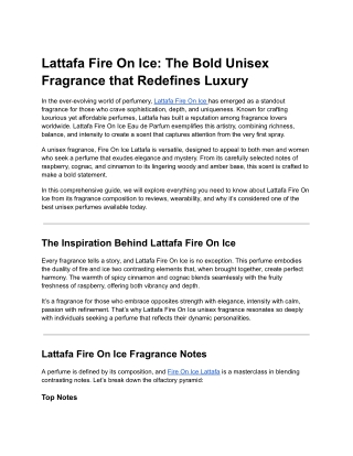 Lattafa Fire On Ice_ The Bold Unisex Fragrance that Redefines Luxury