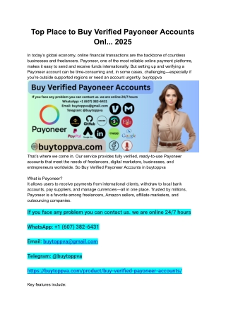 Top Place to Buy Verified Payoneer Accounts Onl... 2025