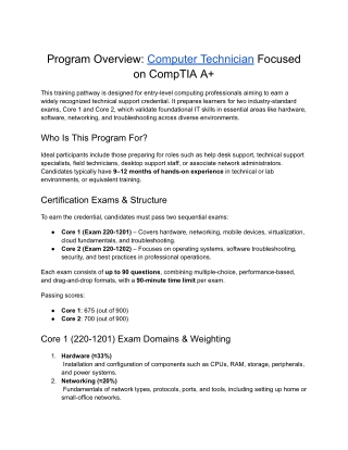 Computer Technician (CompTIA A )