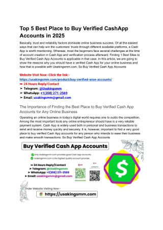 Top 5 Best Place to Buy Verified Cash App Accounts in 2025