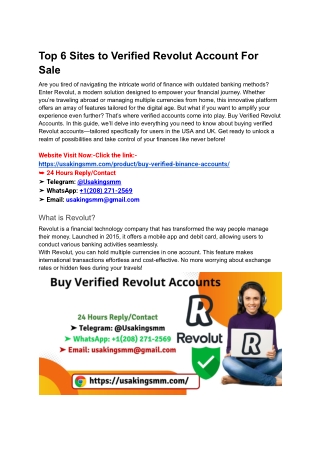 Top 6 Sites to Verified Revolut Account For Sale