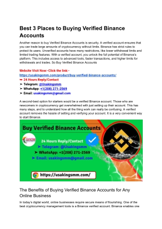 Best 3 Places to Buying Verified Binance Accounts