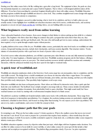 Online Courses for Beginners: Start Strong with Wealthlink Education